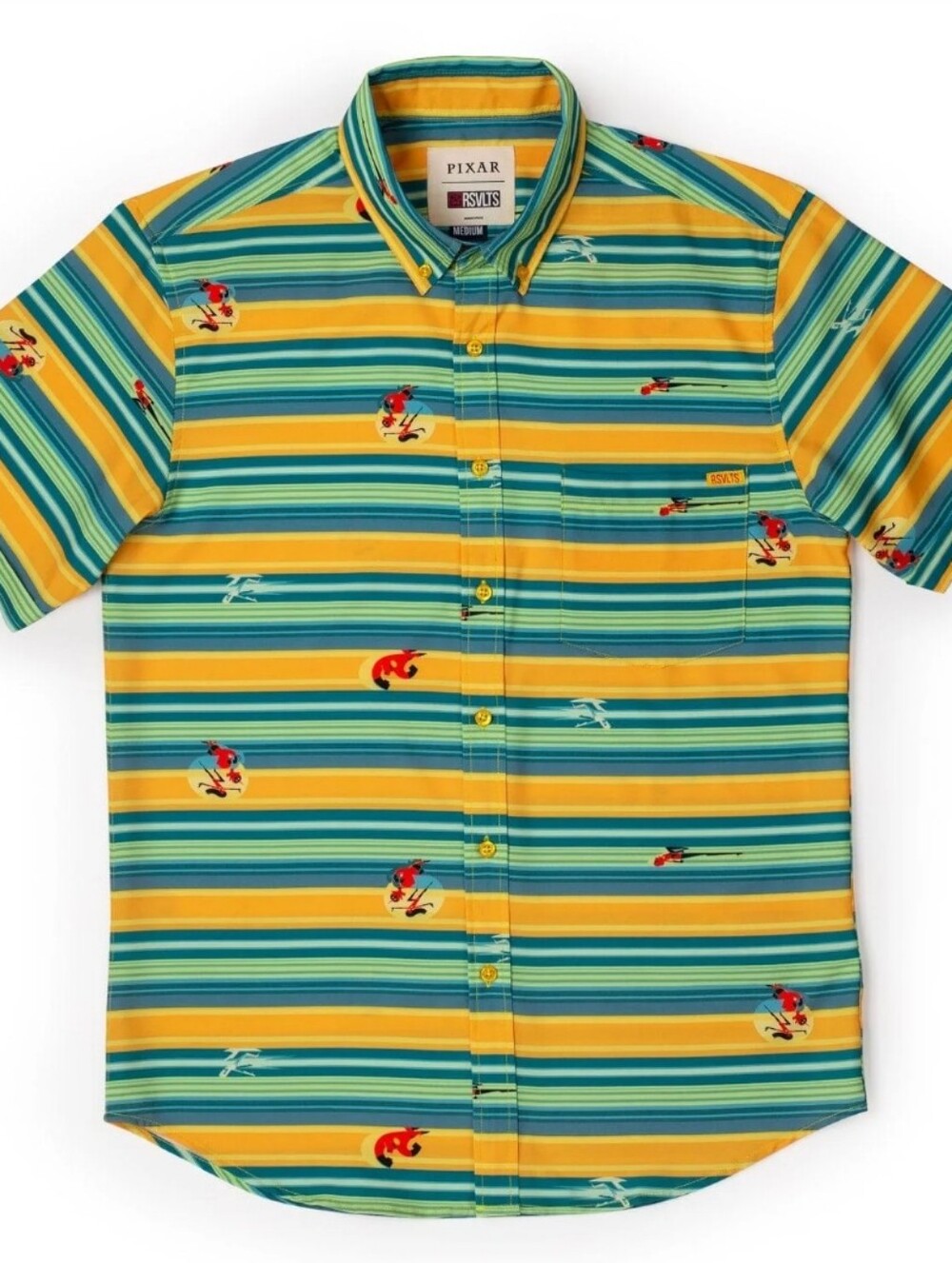 NWT RSVLTS Disney Pixar Men's Incredibles Never Look Back Knuflex Shirt Size XL